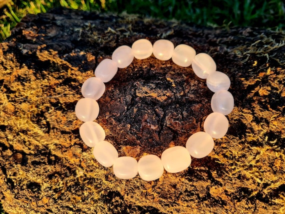 Pink Calcite Tumblestone Healing Bracelet, Pink Calcite Bracelet