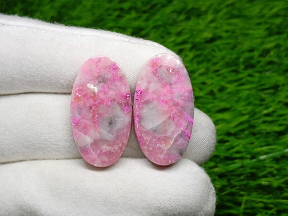 Pink Cobalt Calcite Pair, Natural Gemstone, Loose Stone For Making Jewelry, (29x16x5) Mm