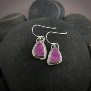 Pink Cobalto Calcite Druzy Dangle Earrings • Sterling Silver, 14K Gold • Artisan Made