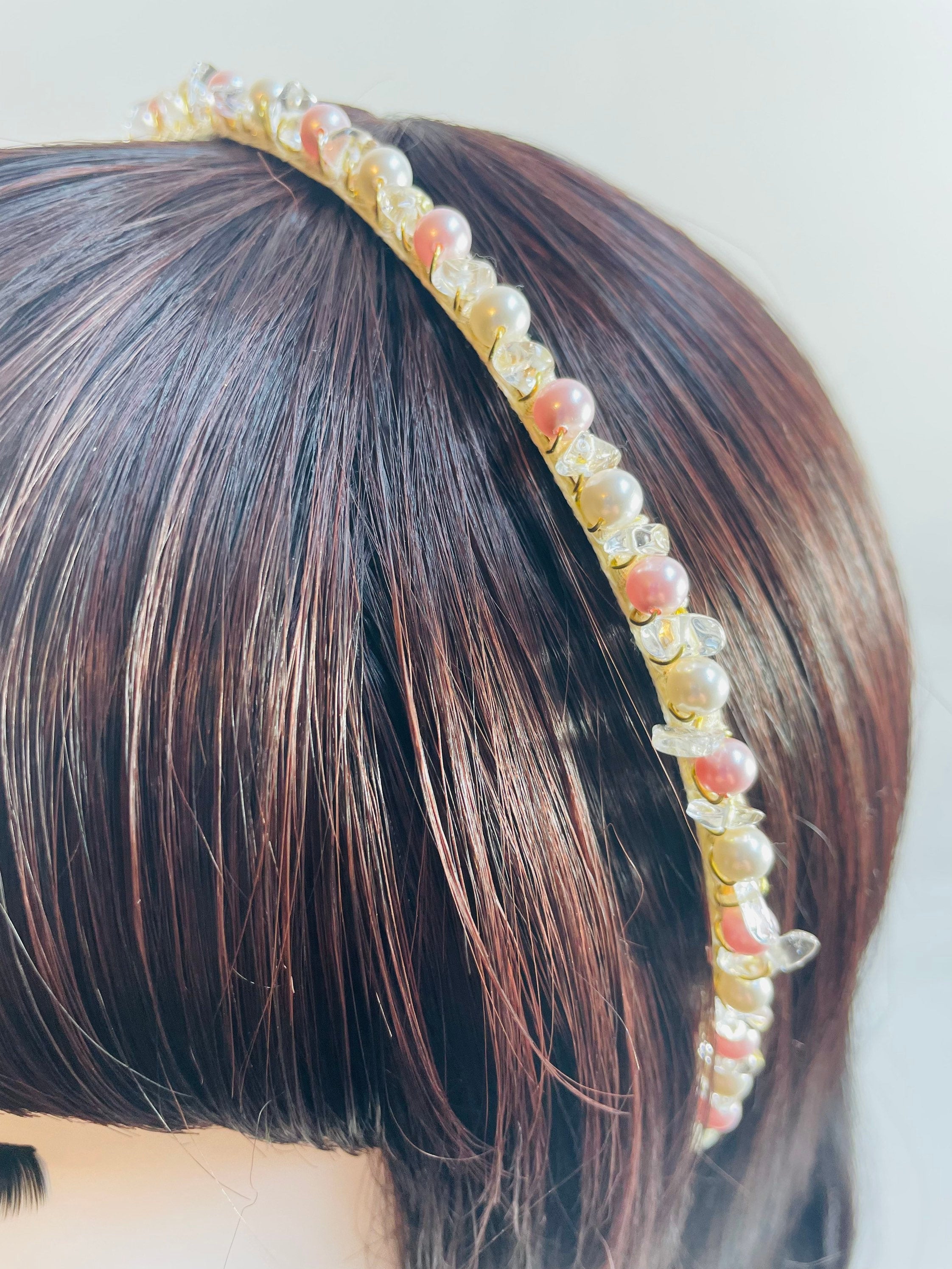 Pink Crystal Tiara - Pink Tiara - Wedding Crown - Pink Pearl Tiara - Wedding Tiara - Crystal Tiara - Bridal Tiara - Pink Crystal Crown