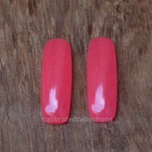 Pink Jade Cabochon Pair: 10x30mm Long Cushion, Flat Back