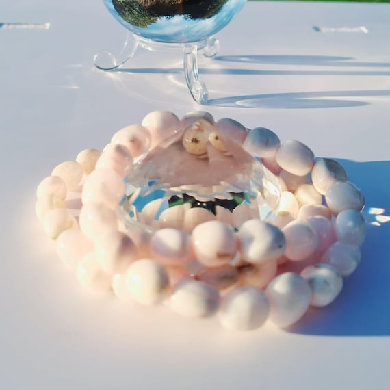 Pink Mangano Calcite Tumblestone Bracelet, Healing Bracelet, Promote A Sense Of Self-love, Encourages Love, Kindness And Compassion