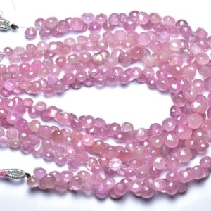 Beautiful Pink Sapphire Onion Beads - 8 Inches - Natural Faceted Pink Sapphire Onion Briolette - Size Is 4 - 6 Mm #2763