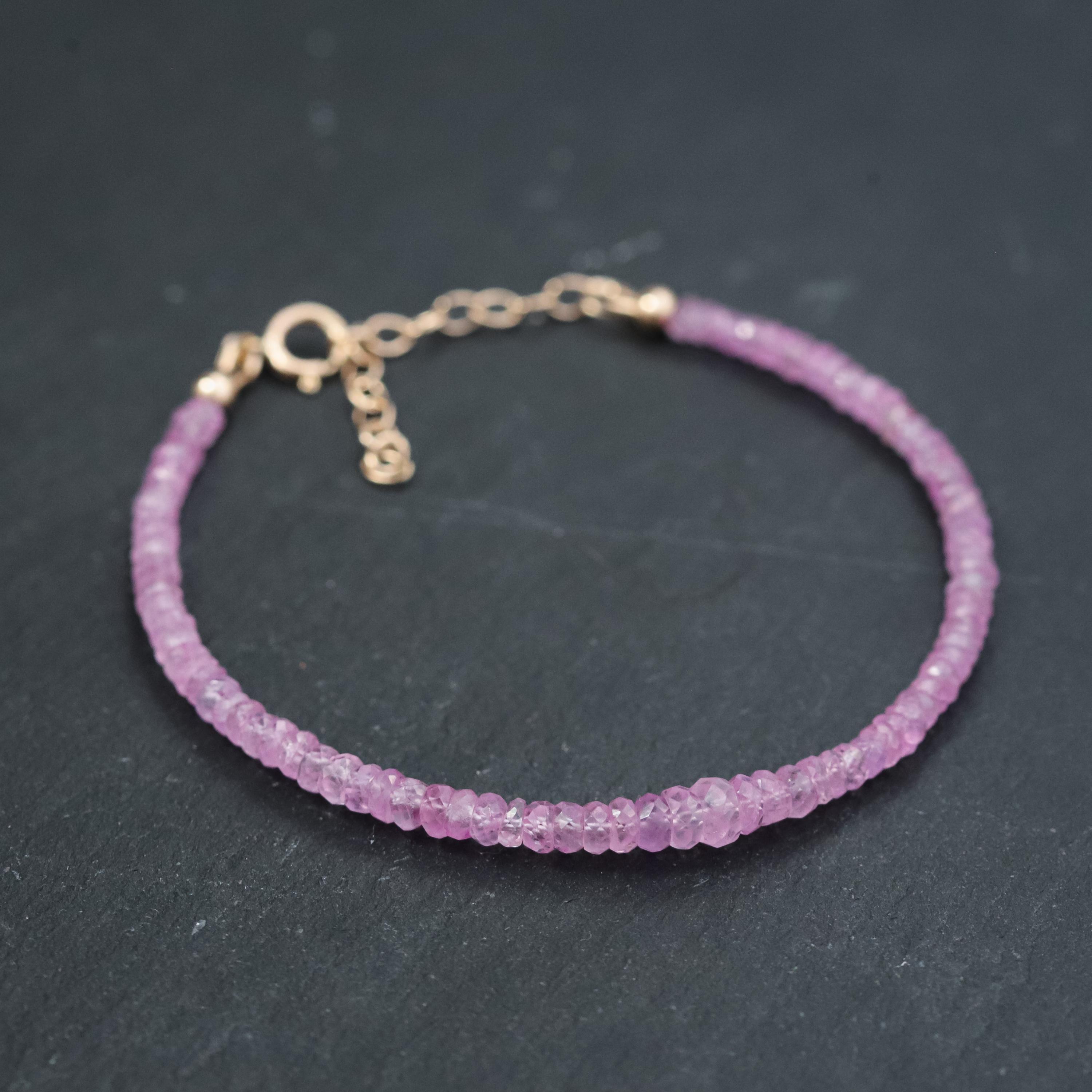 Pink Sapphire Bracelet | Dainty Sapphire Jewelry [ebpm1507] Micro Faceted Pink Sapphire | Genuine Pink Sapphire | Aaa Pink Sapphire