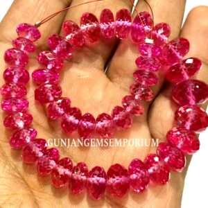 Aaaa+ Juicy Pink Padparadscha Sapphire Gemstone Beads Rare Pink Sapphires Faceted Rondelle Beads 9” Bracelet Padparadscha Sapphire Beads