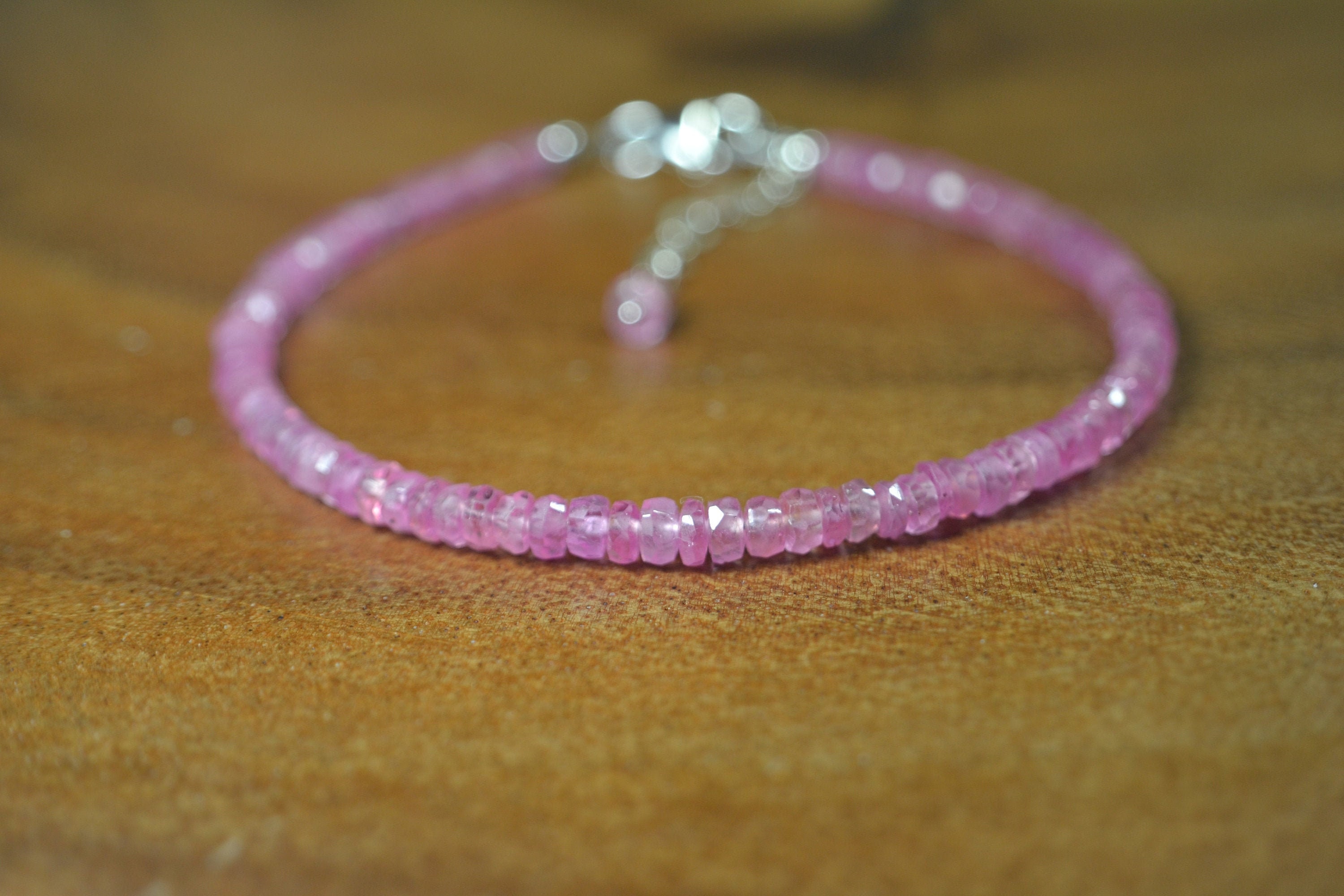 Light Pink Sapphire Bracelet In Sterling Silver // September Birthstone // 5th, 45th Anniversary Gift // Valentine's Day Bracelet