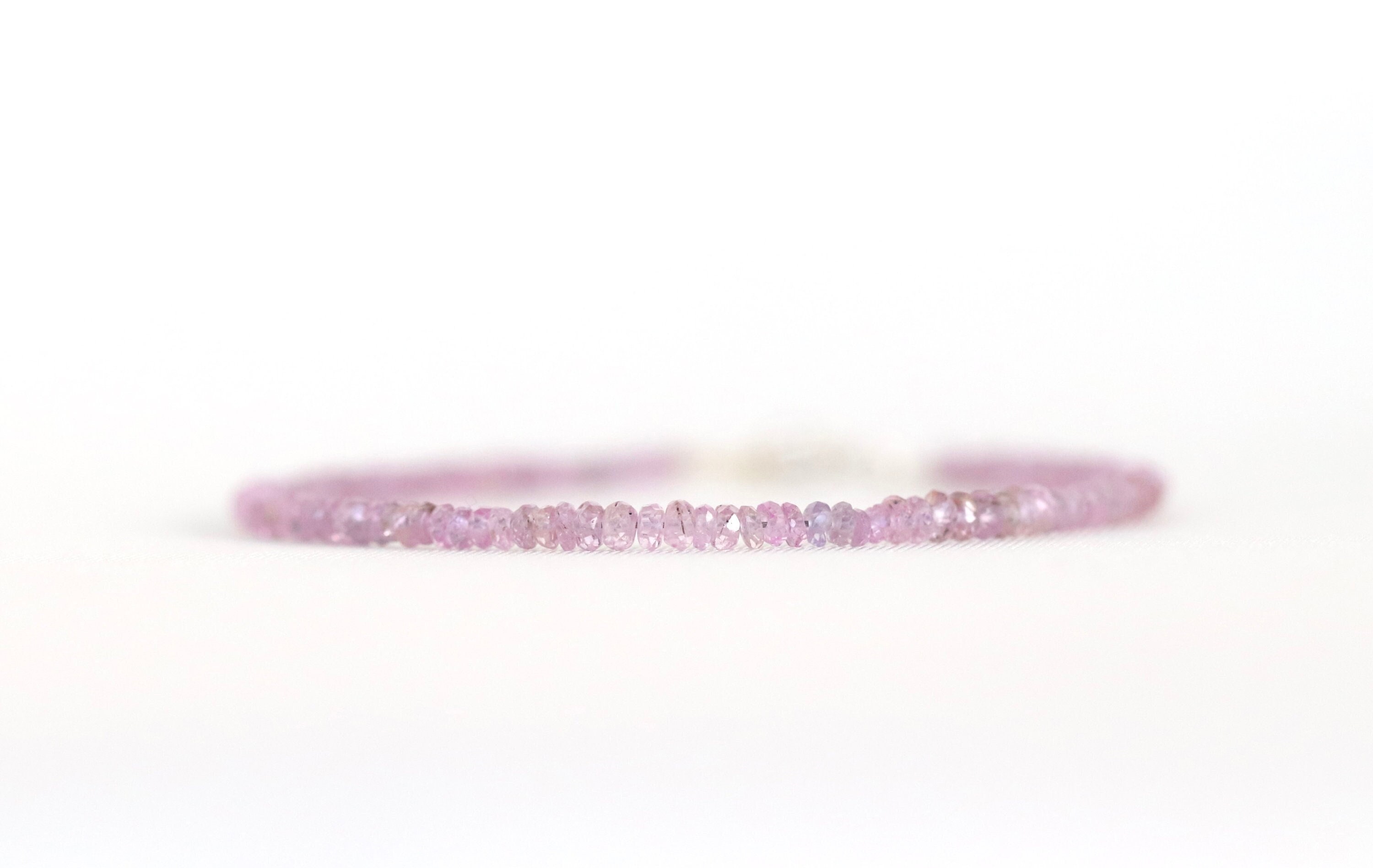 Natural Pink Sapphire Bracelet 3mm Natural Pink Sapphire Bracelet 3mm