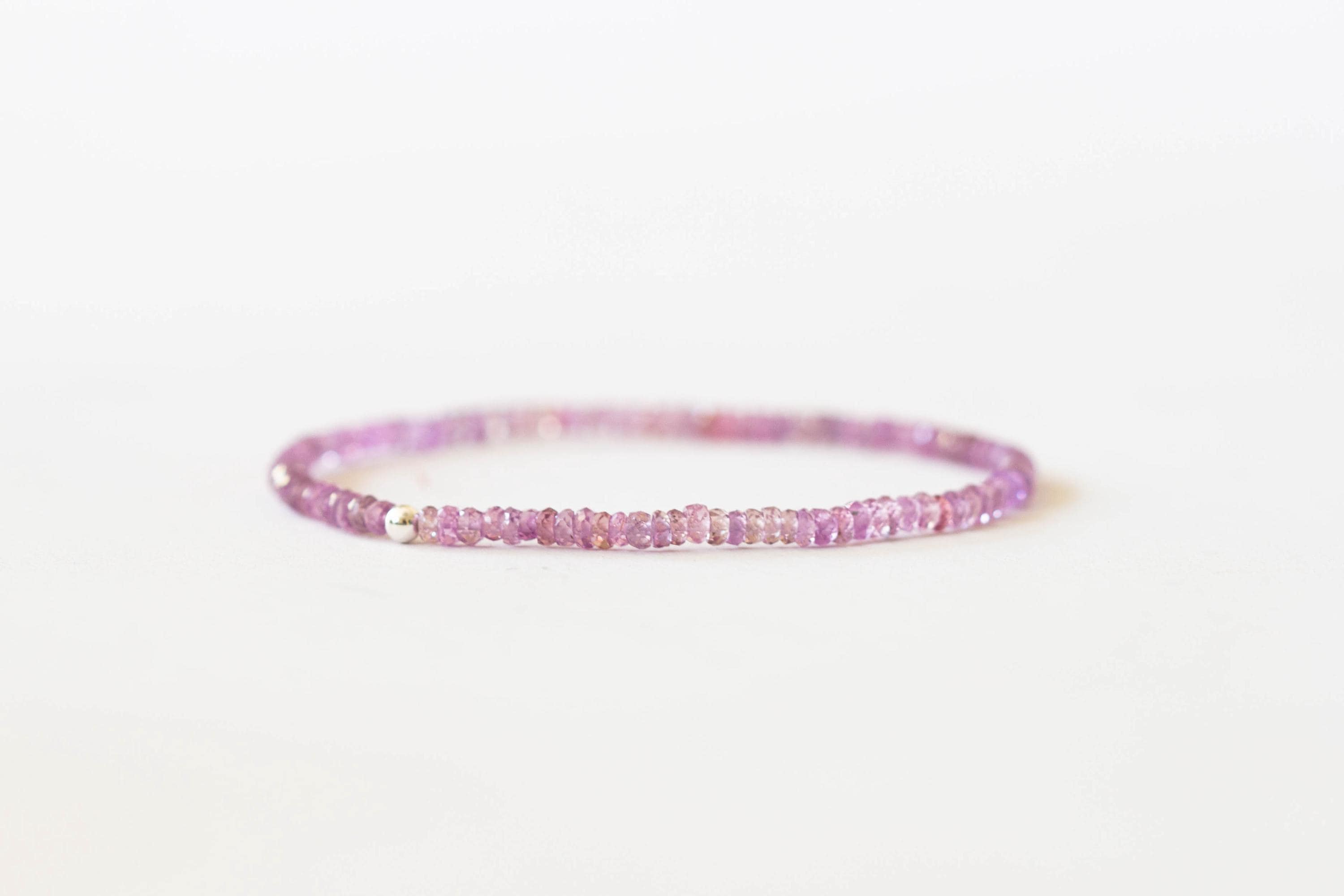 Purple Pink Sapphire Stretch Bracelet, Faceted Natural Gemstone Elastic Jewelry Purple Pink Sapphire Stretch Bracelet, Faceted Natural Gemstone Elastic Jewelry