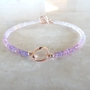 Pink Sapphire bracelet, September Birthday gift for her, Rose Gold Filled Ombre Authentic Sapphire jewelry, purple beaded with toggle clasp Pink Sapphire bracelet, September Birthday gift for her, Rose Gold Filled Ombre Authentic Sapphire jewelry, purple beaded with toggle clasp