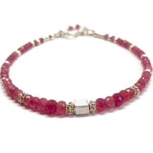 Pink Sapphire bracelet, sterling silver, September Birthstone, gemstone jewellery, stacking bracelet, gift for her, wife gift, birthday gift Pink Sapphire bracelet, sterling silver, September Birthstone, gemstone jewellery, stacking bracelet, gift for her, wife gift, birthday gift
