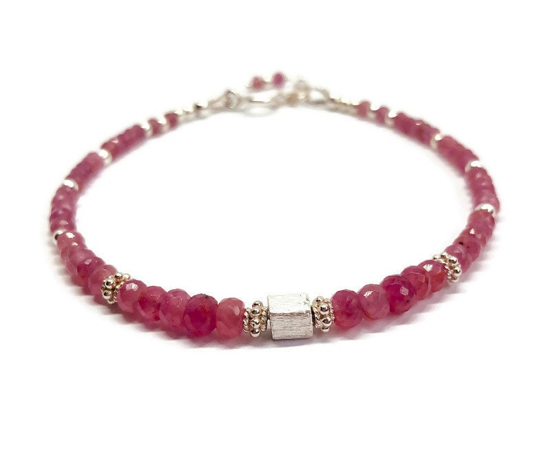 Pink Sapphire Bracelet, Sterling Silver, September Birthstone, Gemstone Jewellery, Stacking Bracelet, Gift For Her, Wife Gift, Birthday Gift Pink Sapphire Bracelet, Sterling Silver, September Birthstone, Gemstone Jewellery, Stacking Bracelet, Gift For Her, Wife Gift, Birthday Gift