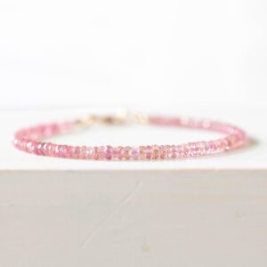 Pink Sapphire Bracelet: Sterling Silver, Yellow or Rose Gold Filled Pink Sapphire Bracelet: Sterling Silver, Yellow or Rose Gold Filled