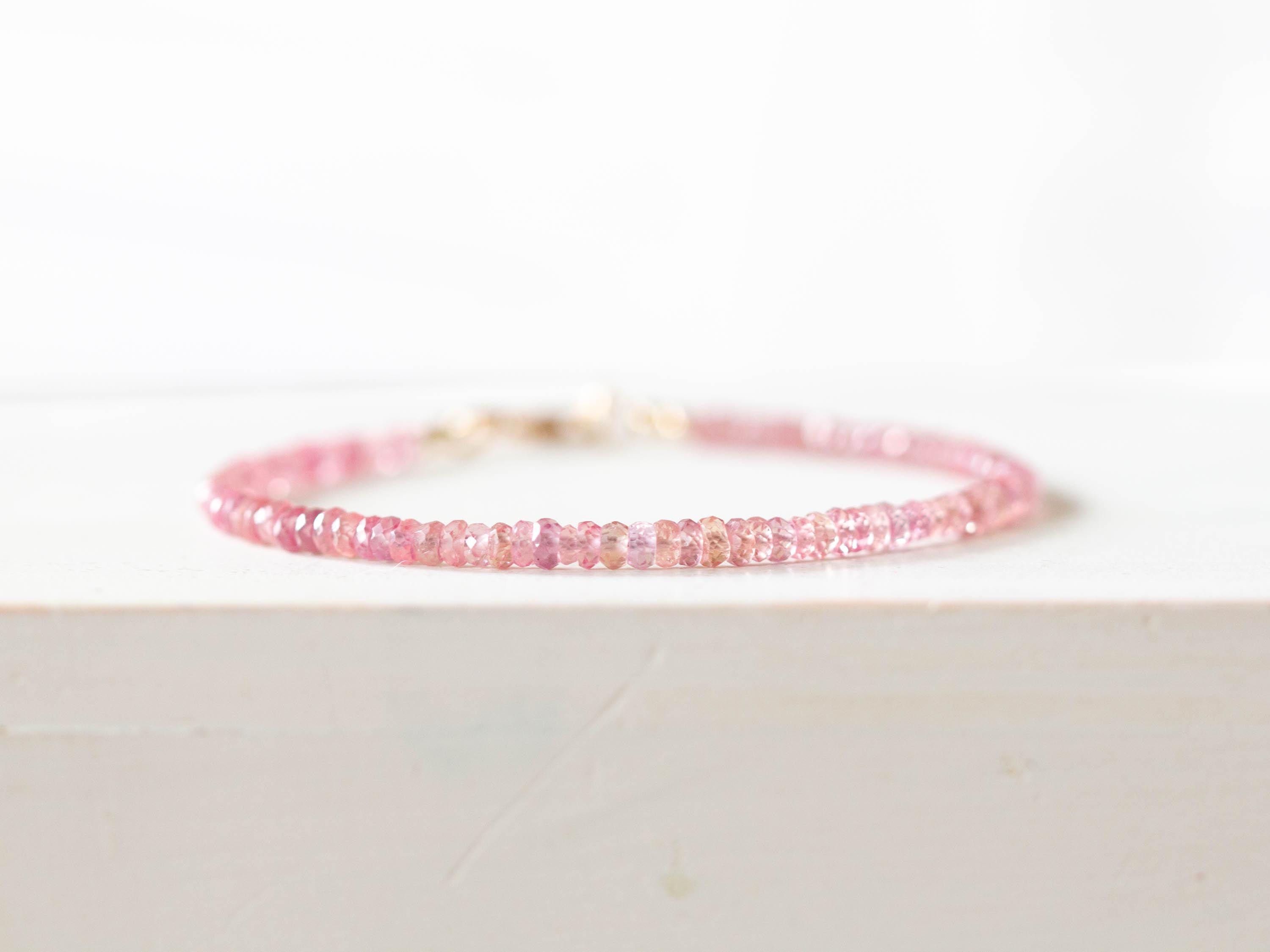 Reserved Pink Sapphire Bracelet: Sterling Silver, Yellow Or Rose Gold Filled