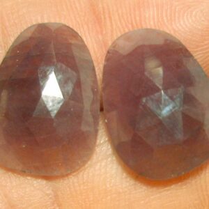 17 Carats Pink Sapphire Cabochon Pair Rose Cut Faceted Loose Gem Stones Earring Stones For Use in Jewelry Purple