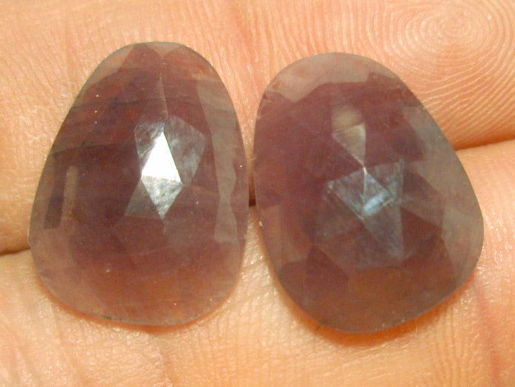 17 Carats Pink Sapphire Cabochon Pair Rose Cut Faceted Loose Gem Stones Earring Stones For Use In Jewelry Purple 17 Carats Pink Sapphire Cabochon Pair Rose Cut Faceted Loose Gem Stones Earring Stones For Use In Jewelry Purple