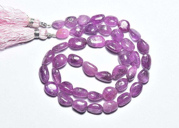 184 Cts African Pink Sapphire Nuggets Beads - 16 Inches - Natural Smooth Pink Sapphire Nuggets Strand -size Is 7x8 - 8x11 Mm #2860