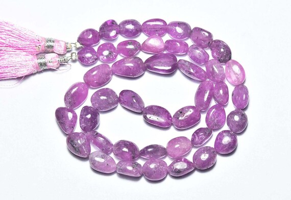 191 Cts African Pink Sapphire Nuggets Beads - 16 Inches - Natural Smooth Pink Sapphire Nuggets Strand -size Is 7x7.5 - 8x12 Mm #2860