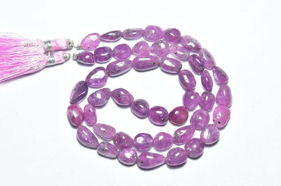 192 Cts African Pink Sapphire Nuggets Beads - 16 Inches - Natural Smooth Pink Sapphire Nuggets Strand -size Is 7x9 - 7x12.5 Mm #2860
