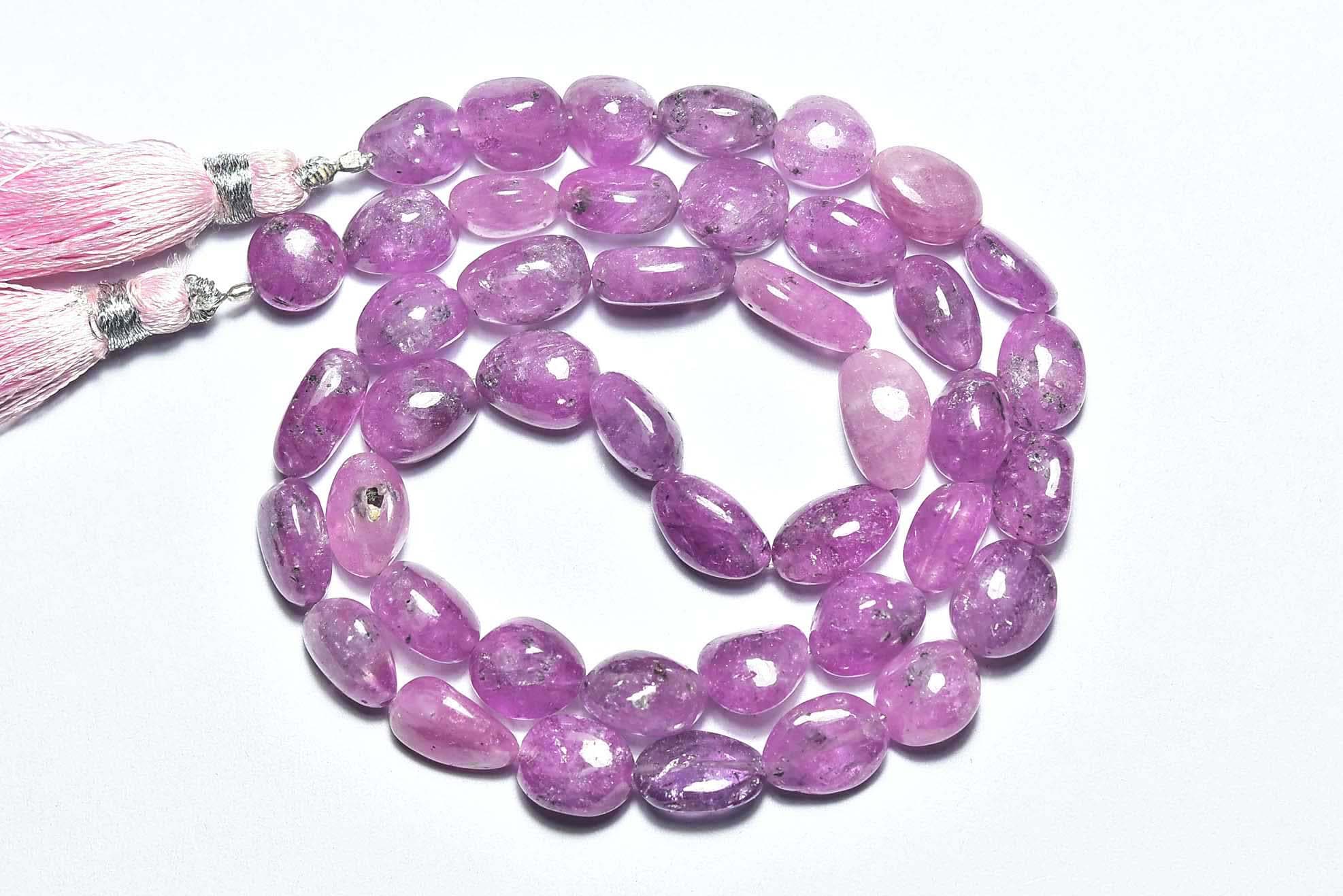 193 Cts African Pink Sapphire Nuggets Beads - 16 Inches - Natural Smooth Pink Sapphire Nuggets Strand -size Is 7x9 - 7x21 Mm #2860