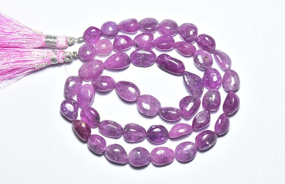 202 Cts African Pink Sapphire Nuggets Beads - 17 Inches - Natural Smooth Pink Sapphire Nuggets Strand -size Is 7x7.5 - 8x12 Mm #2860