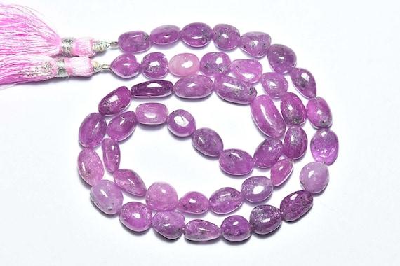 211 Cts African Pink Sapphire Nuggets Beads - 17 Inches - Natural Smooth Pink Sapphire Nuggets Strand -size Is 7x8 - 65x12.5 Mm #2860