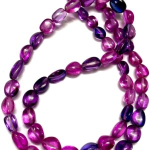 Aaa+ Gorgeous Pinkish Purple Sapphire Smooth Nuggets Beads 6-8mm Blueish-pink Sapphire Corundum Nugget Beads 20” Bio Sapphire Gemstone Beads