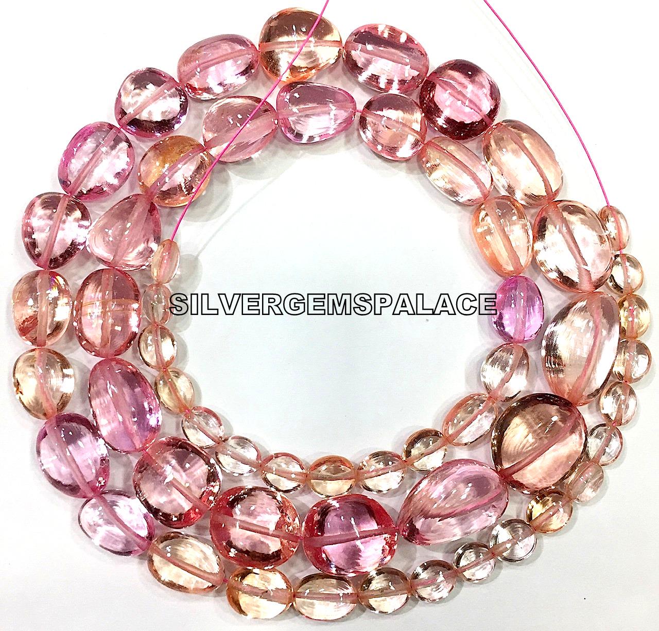 Aaaa+ Rarest~padparadscha Pink Sapphire Smooth Nuggets Beads,pink Grapefruit Sapphire Beads Sapphire Gemstone String Polished Nuggets 20”