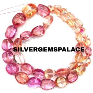 AAAA+ Rarest~Padparadscha Pink Sapphire Smooth Nuggets Beads Peach Pink Grapefruit Nuggets Gemstone Beads Polished Sapphire Nuggets 18” AAAA+ Rarest~Padparadscha Pink Sapphire Smooth Nuggets Beads Peach Pink Grapefruit Nuggets Gemstone Beads Polished Sapphire Nuggets 18”