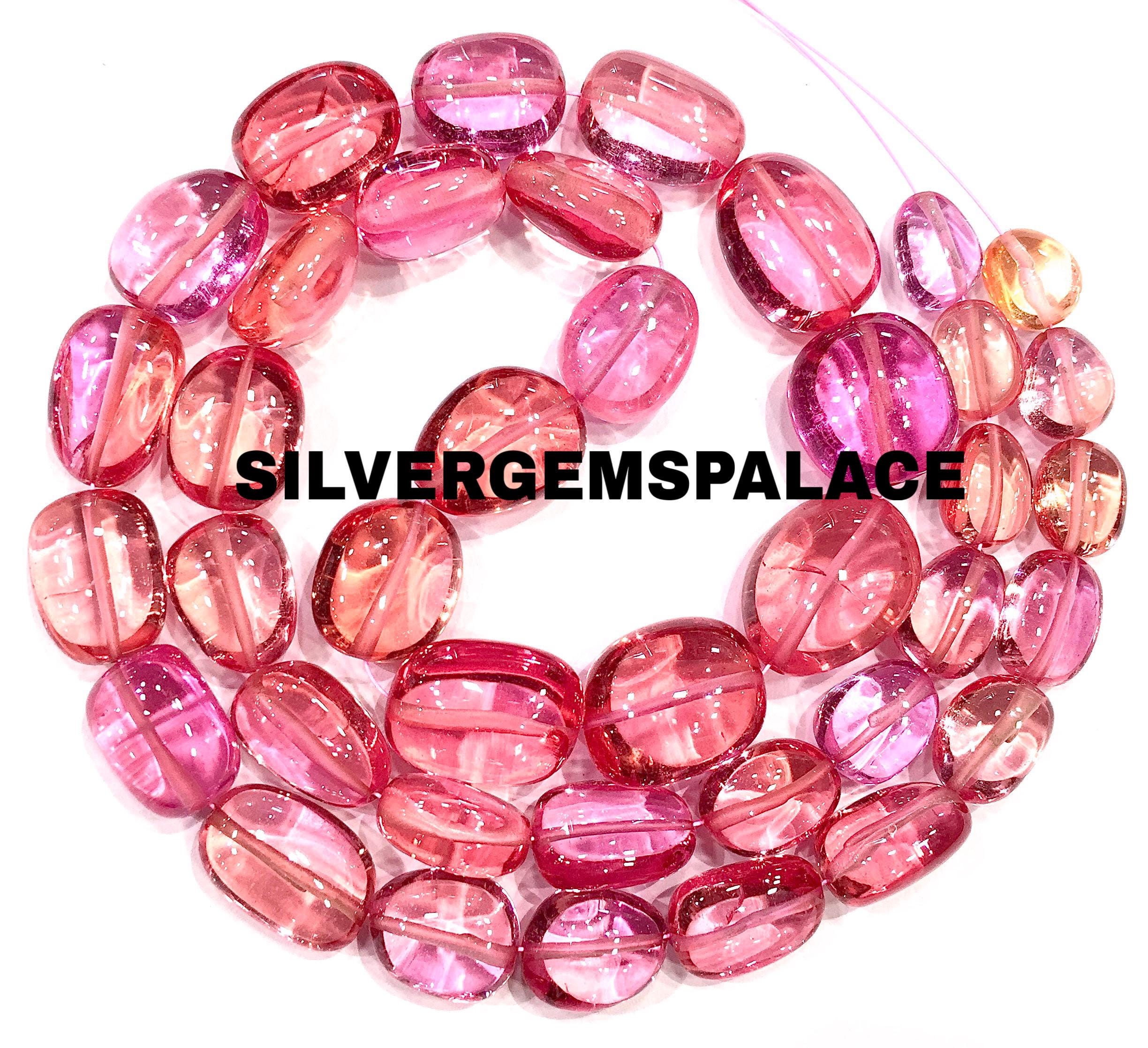 Aaaa+ Rarest~padparadscha Pink Sapphire Smooth Nuggets Beads Peach Pink Grapefruit Nuggets Gemstone Beads Polished Jewelry Nuggets Beads 18”