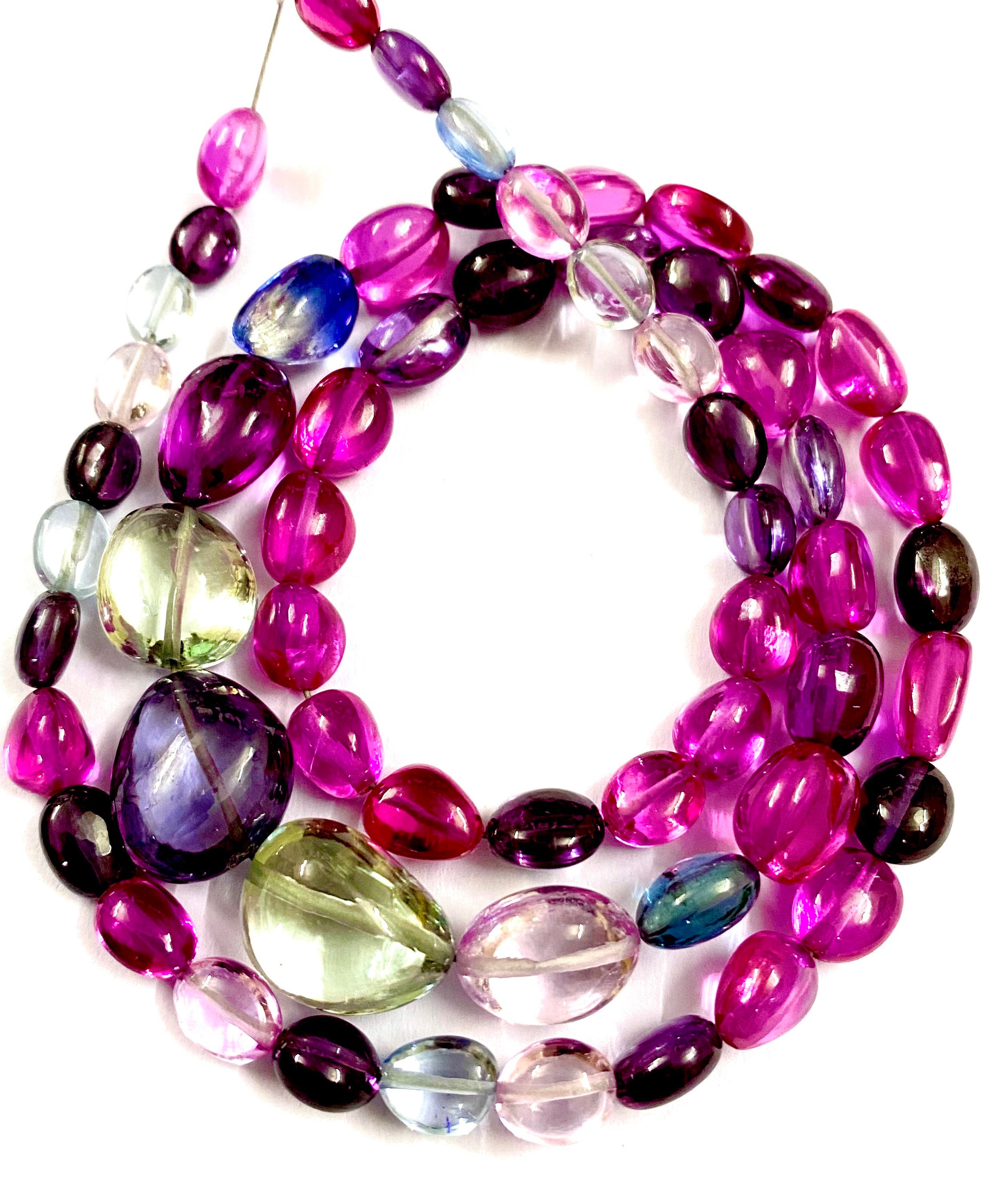 Extremely Gorgeous~~aaa+ Multi Pink Sapphire Smooth Nugget Beads Multi Color Pink Sapphire Smooth Beads Pink Sapphire Smooth Nuggets Jewelry