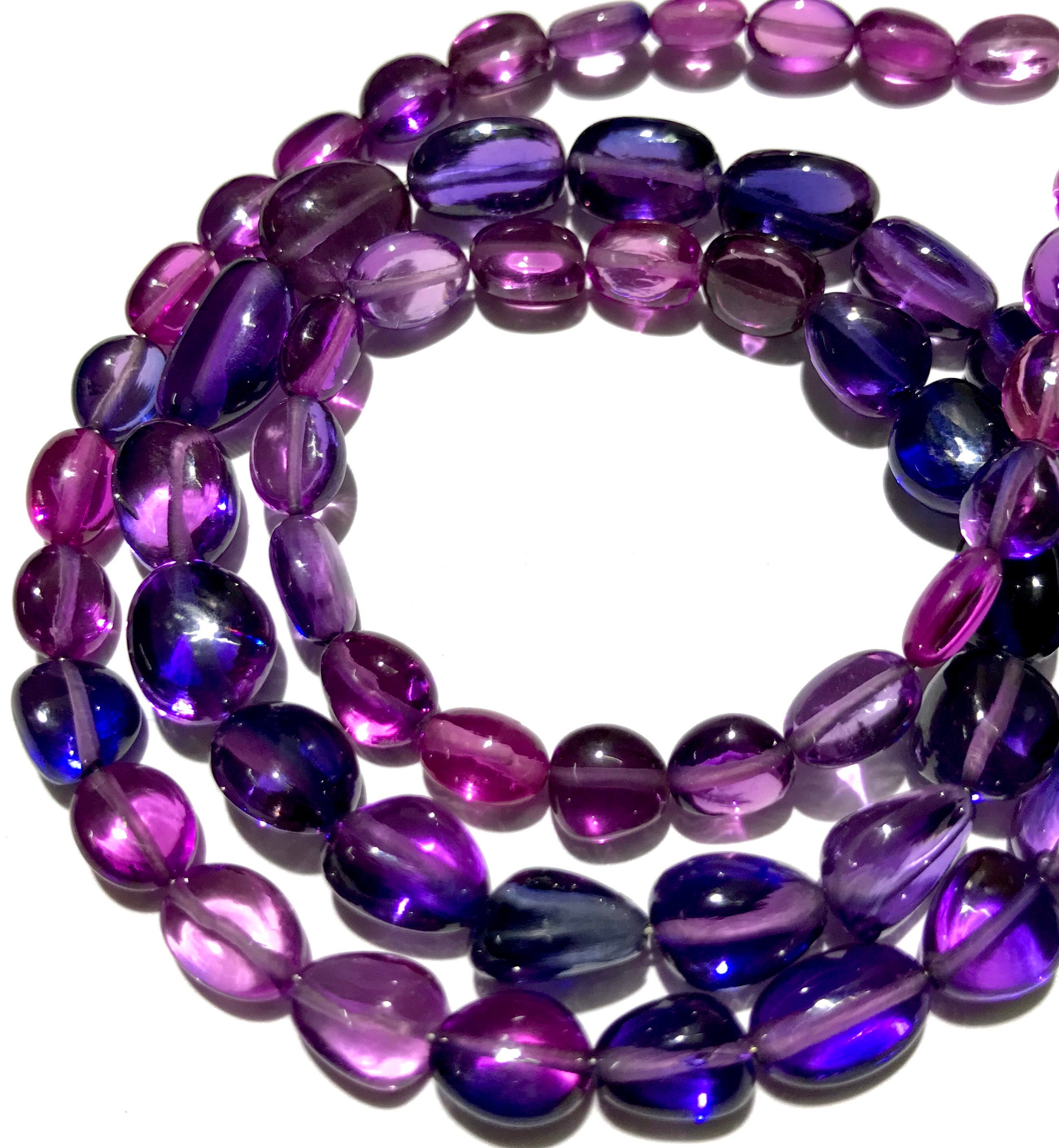 Extremely Gorgeous~~pinkish Purple Sapphire Smooth Nuggets Beads 8-10mm Blueish-pink Sapphire Corundum Nuggets Beads 20” Bio Sapphire Beads