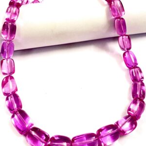 Gorgeous~aaaa++ Top Quality Pink Sapphire Gemstone Beads Pink Sapphire Smooth Nugget Pipe Shape Beads Rose Pink Sapphire Jewels 20” Necklace