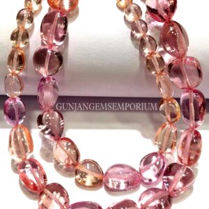 Padparadscha Peach Pink Sapphire Smooth Nuggets AAAA+ QUALITY RARE Sapphire Beads Nuggets Polished Sapphire Nuggets 20” Strand Beautiful Gem