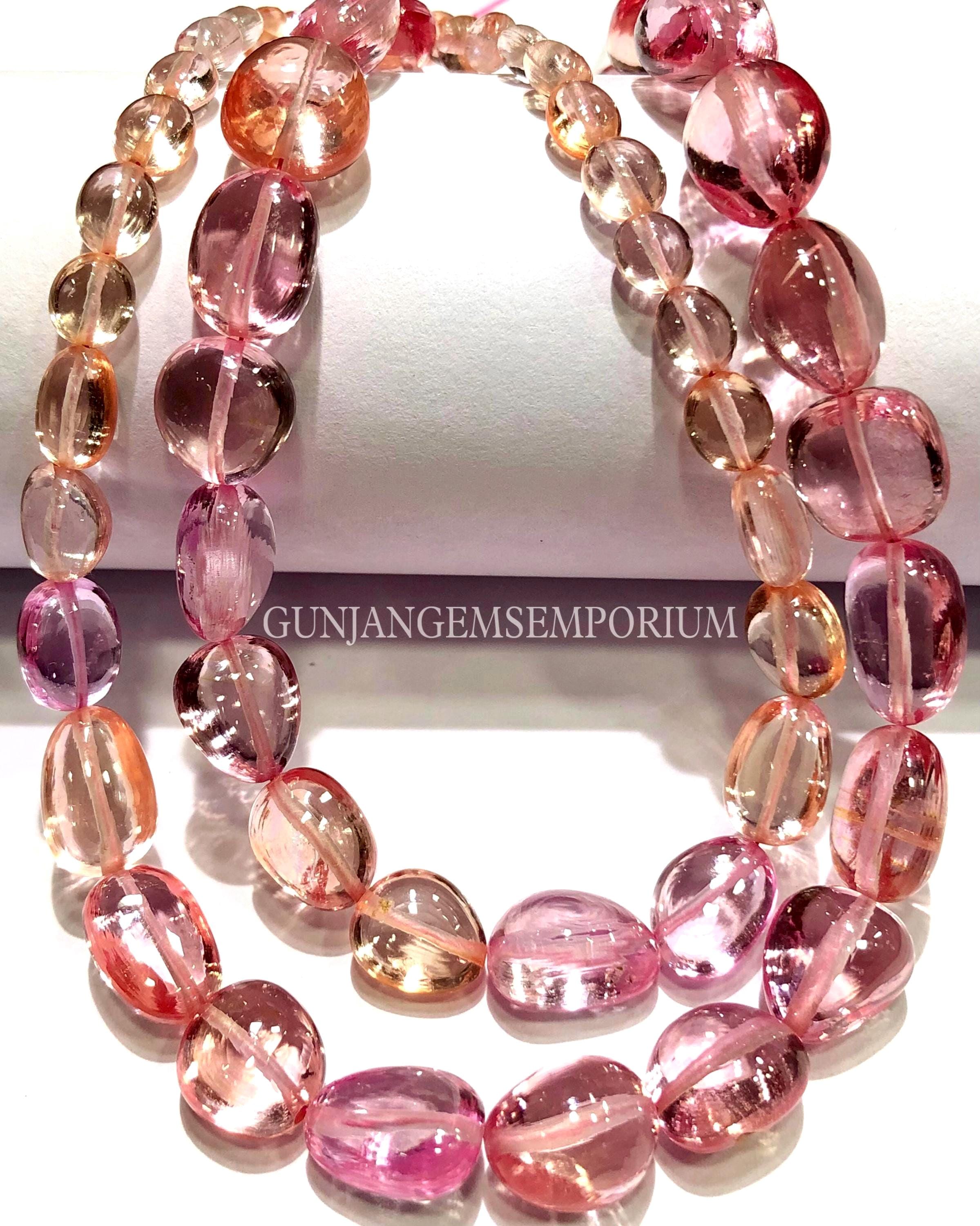 Padparadscha Peach Pink Sapphire Smooth Nuggets Aaaa+ Quality Rare Sapphire Beads Nuggets Polished Sapphire Nuggets 20” Strand Beautiful Gem