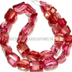 Peachy Pink Padparadscha Sapphire Colorful Aaaa+ Rare Sapphire Nuggets Beads Pink Sapphire Faceted Nuggets 9/13mm Sapphire Gemstone Jewelry