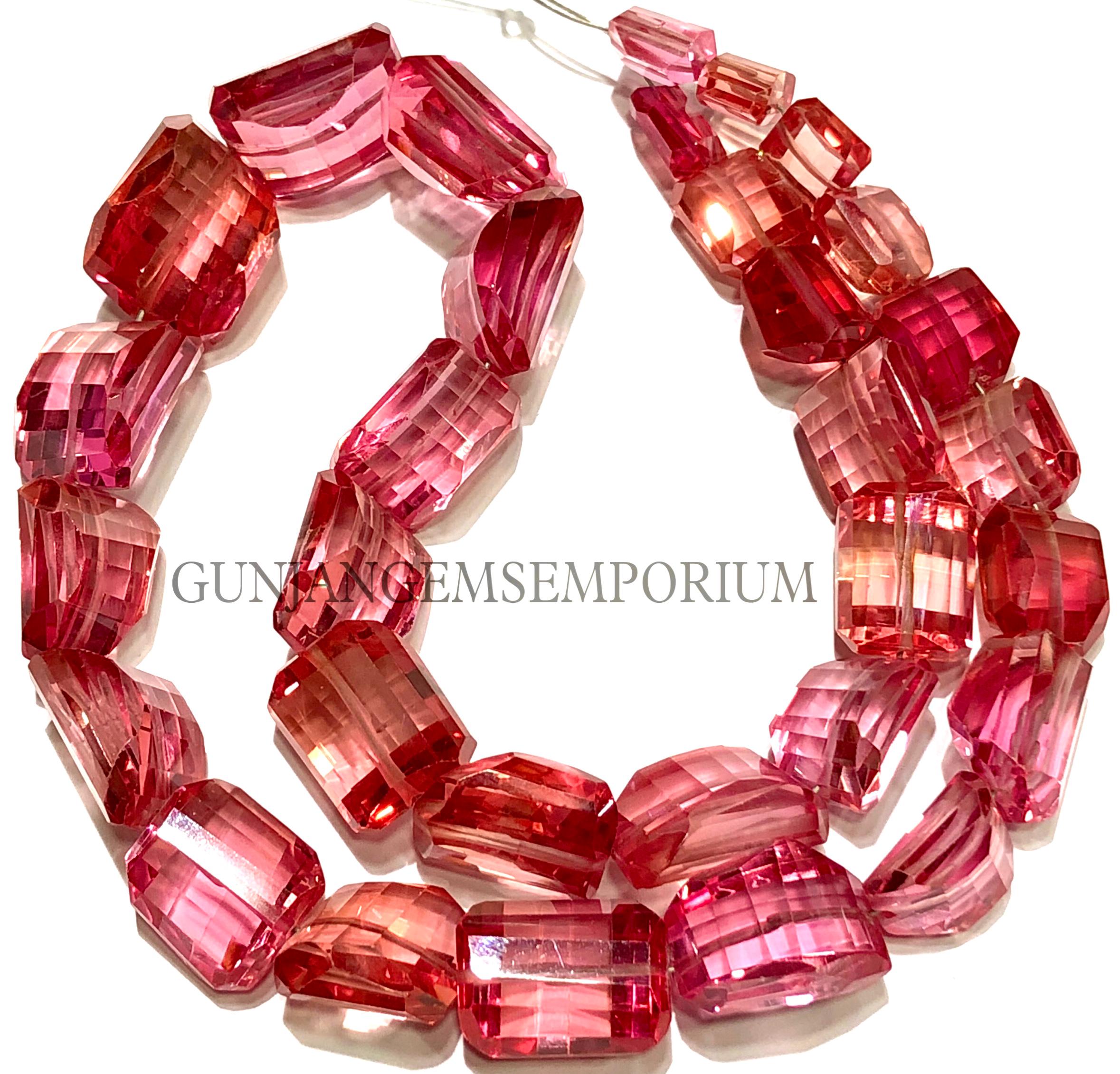 Peachy Pink Padparadscha Sapphire Colorful Aaaa+ Rare Sapphire Nuggets Beads Pink Sapphire Faceted Nuggets 9/13mm Sapphire Gemstone Jewelry