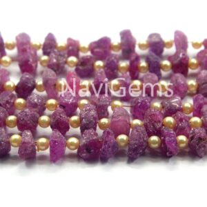 Pink Sapphire Rough Strand: Uneven Gemstone Beads (8-10mm)