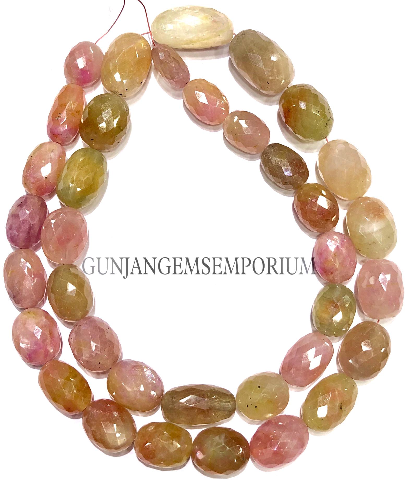 So Gorgeous Aaaa Wonder Sapphire Faceted Nuggets Beads Natural Mined Yellowish Pink Sapphire Nuggets Rare Sapphire Gemstone Beads 18" Strand