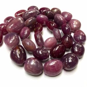 Unique Natural Pink Sapphire 12*18 Mm Height Smooth Nuggets Beads//18” Very Beautiful And Rare Pink Sapphire Smooth Nuggets Gemstone Beads