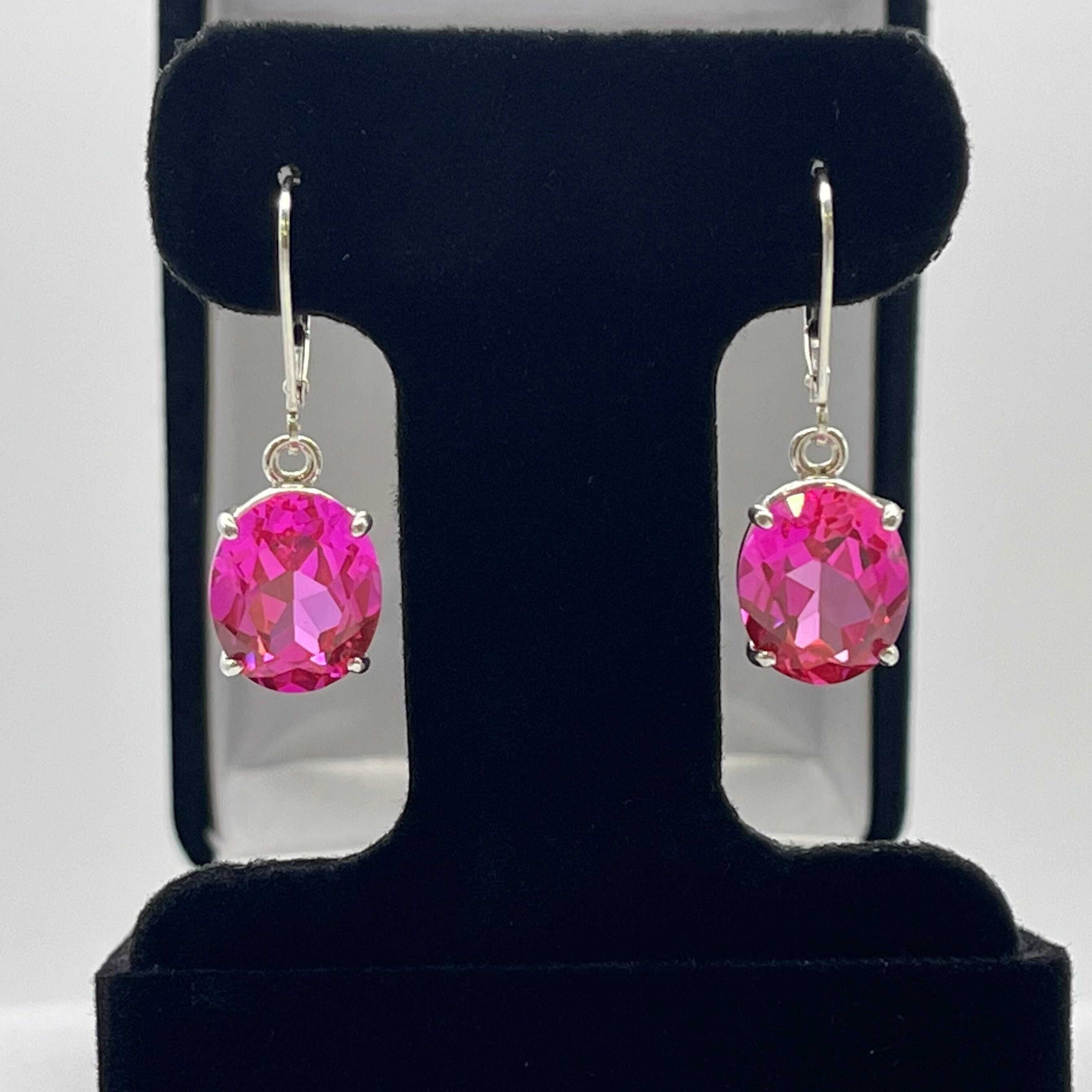 10ctw Oval Cut Pink Sapphire Earrings In 10k Or 14k Gold 10ctw Oval Cut Pink Sapphire Earrings In 10k Or 14k Gold