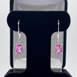 2ctw Emerald Cut Pink Sapphire Drop Dangle Earrings Jewelry Gift 2ctw Emerald Cut Pink Sapphire Drop Dangle Earrings Jewelry Gift