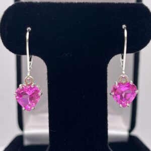 4ctw Heart Cut Pink Sapphire Dangle Earrings Jewelry Gift 4ctw Heart Cut Pink Sapphire Dangle Earrings Jewelry Gift