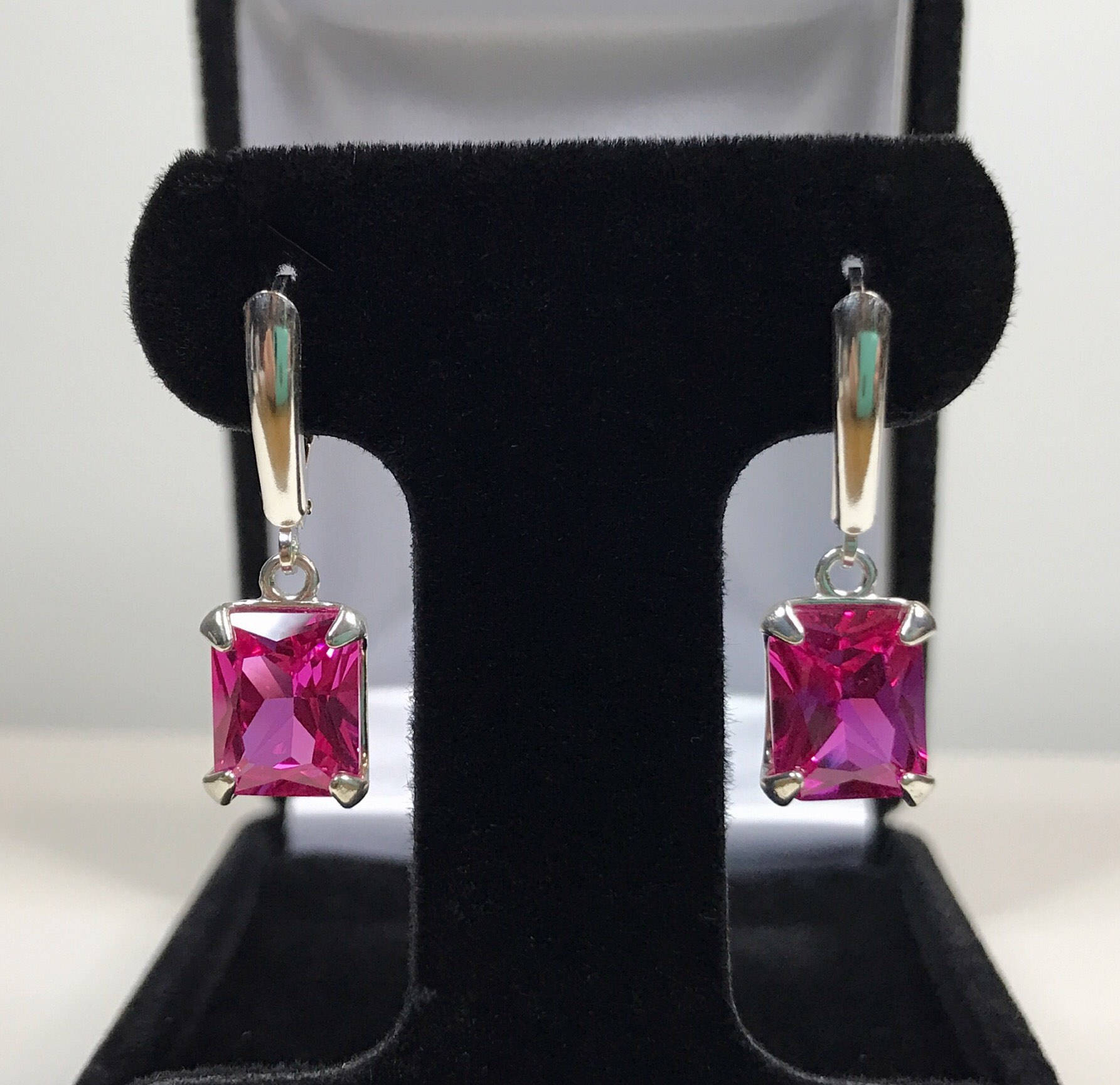 8ctw Emerald Cut Pink Sapphire Earrings Drop Dangle Leverback Trending Jewelry Gift Pink Stone