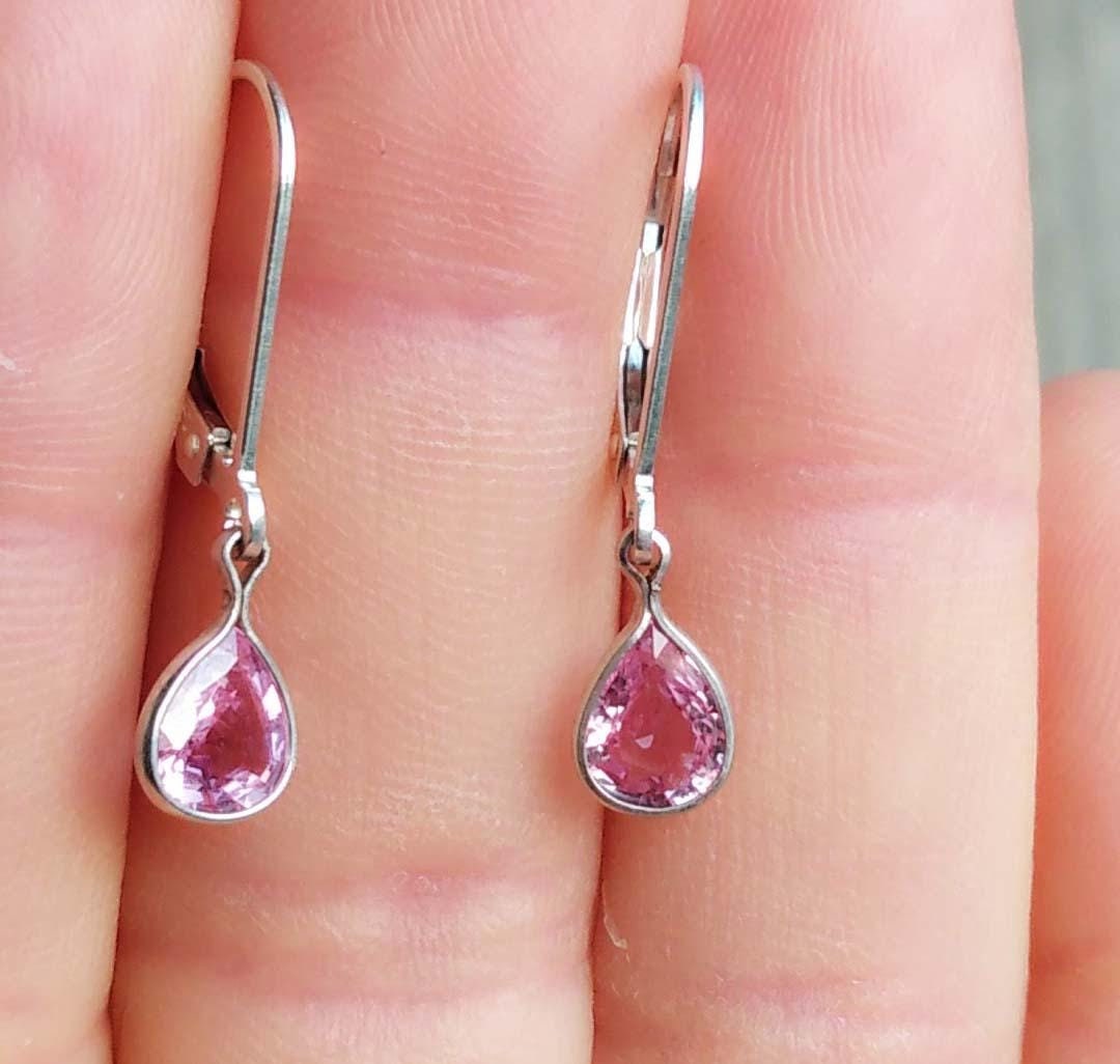 Pink Sapphire Earrings Antique Gemstone Of Ancient Roman Sorcery Gemstone, Oracles Prophecy Gorgeous Sapphire Dangles Perfect Gift #45901