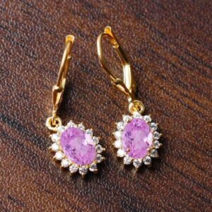Pink Sapphire Earrings: Bridal Leverback, 14K Gold & Silver Dangle Earring, Bridal Jewelry Pink Sapphire Earrings: Bridal Leverback, 14K Gold & Silver Dangle Earring, Bridal Jewelry