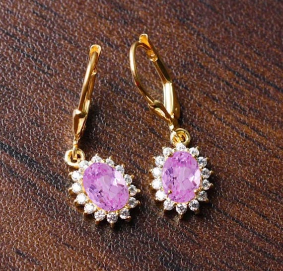 Pink Sapphire Earrings: Bridal Leverback, 14k Gold & Silver Dangle Earring, Bridal Jewelry Pink Sapphire Earrings: Bridal Leverback, 14k Gold & Silver Dangle Earring, Bridal Jewelry