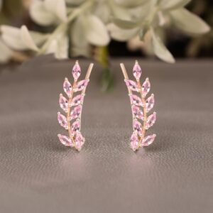 Pink sapphire Climber Earrings, Marquise earring, Ear Crawlers Earrings, Bridal jewelry Pink sapphire Climber Earrings, Marquise earring, Ear Crawlers Earrings, Bridal jewelry