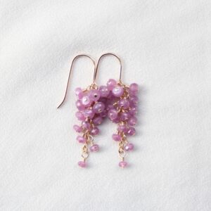 Pink Sapphire Cluster Earrings: 14k Gold-filled, September Birthstone Pink Sapphire Cluster Earrings: 14k Gold-filled, September Birthstone