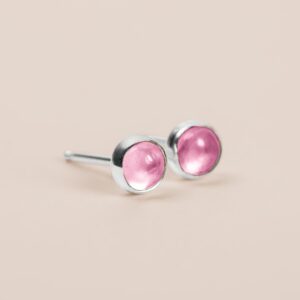 Pink Sapphire Gemstone Stud Earrings | Sterling Silver Tiny Small Little Round Circle Light Baby Pink Post Earrings | Multiple Sizes Pink Sapphire Gemstone Stud Earrings | Sterling Silver Tiny Small Little Round Circle Light Baby Pink Post Earrings | Multiple Sizes