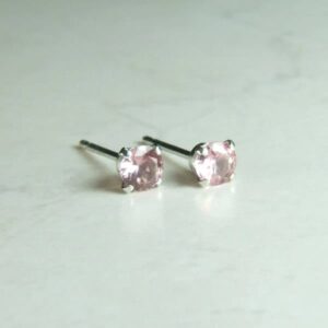 Pink Sapphire (genuine Natural Sapphires), 3.5mm X 0.20 Carats, Round Cut, Sterling Silver Post Earrings Pink Sapphire (genuine Natural Sapphires), 3.5mm X 0.20 Carats, Round Cut, Sterling Silver Post Earrings